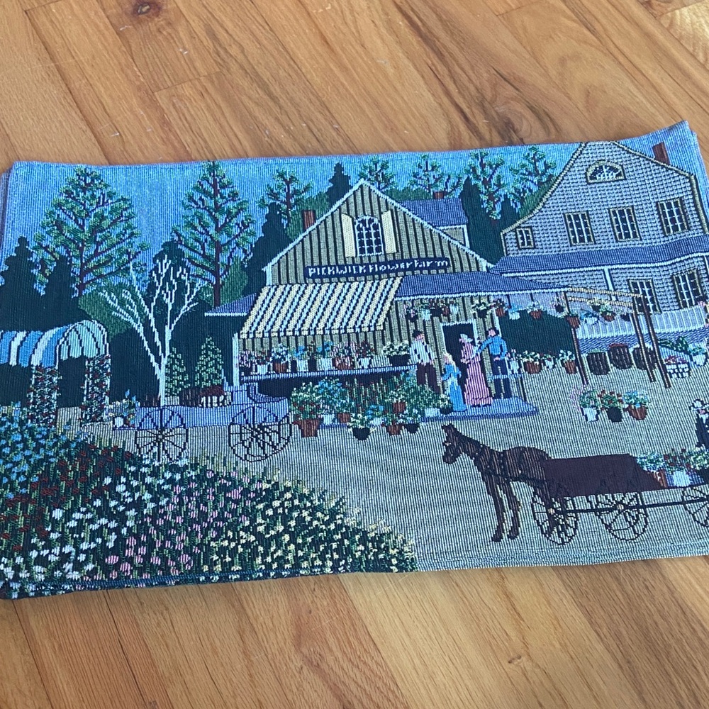 Vintage Tapestry Village Scene Placemats